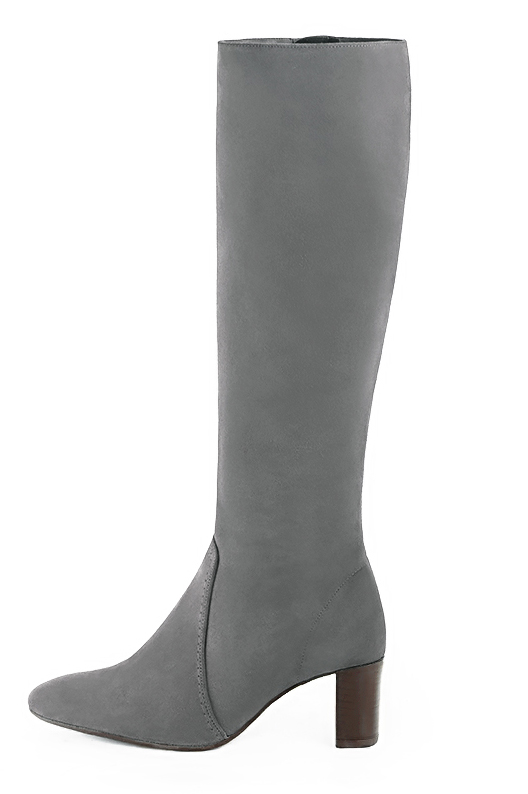 French elegance and refinement for these dove grey feminine knee-high boots, 
                available in many subtle leather and colour combinations. Record your foot and leg measurements.
We will adjust this pretty boot with zip to your measurements in height and width.
You can customise your boots with your own materials, colours and heels on the 'My Favourites' page.
To style your boots, accessories are available from the boots page. 
                Made to measure. Especially suited to thin or thick calves.
                Matching clutches for parties, ceremonies and weddings.   
                You can customize these knee-high boots to perfectly match your tastes or needs, and have a unique model.  
                Choice of leathers, colours, knots and heels. 
                Wide range of materials and shades carefully chosen.  
                Rich collection of flat, low, mid and high heels.  
                Small and large shoe sizes - Florence KOOIJMAN